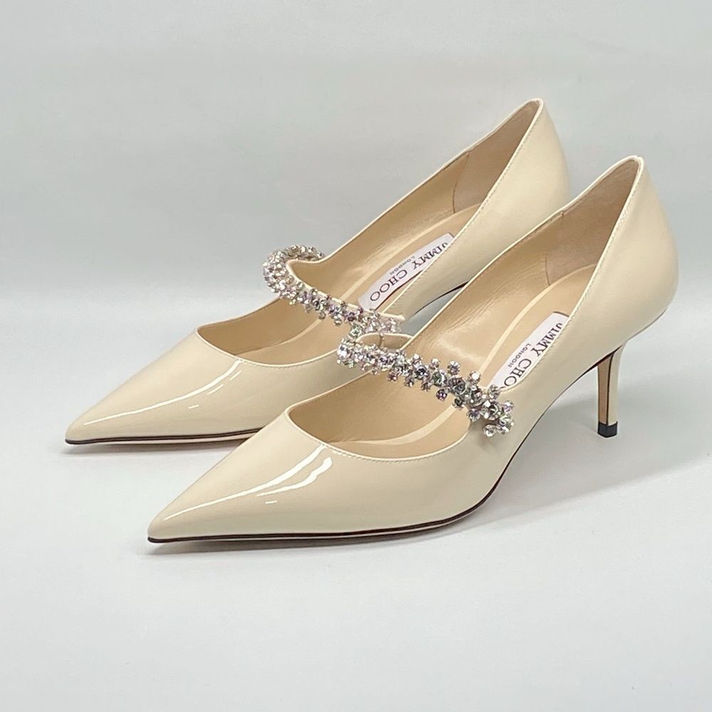 Jimmy Choo Bing Patent Crystal-Strap Pumps size 38